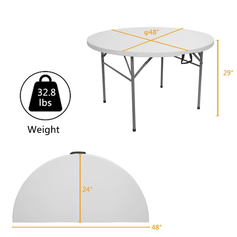48" Round White Folding Plastic Table H740