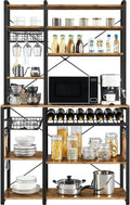 Wooden Kitchen Bakers Rack with Wine Rack and 12 Hooks G340083
