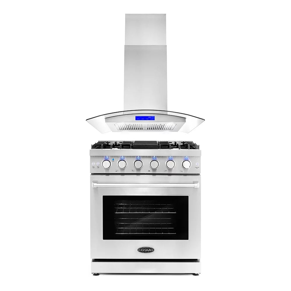 2 Piece Kitchen Appliance Package with Gas Range and Island Range Hood Q410768