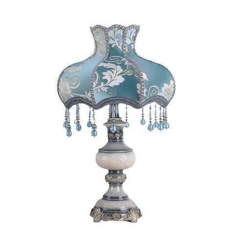 Blue Desk Lamp with Fabric Shade, 13 Inch Table Lamp C5784