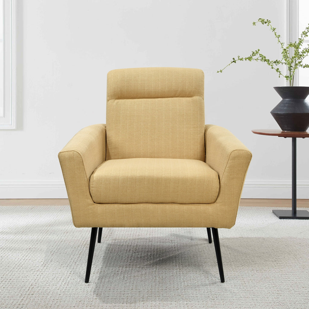 Yellow Upholstered Accent Chair with Metal Legs B614236