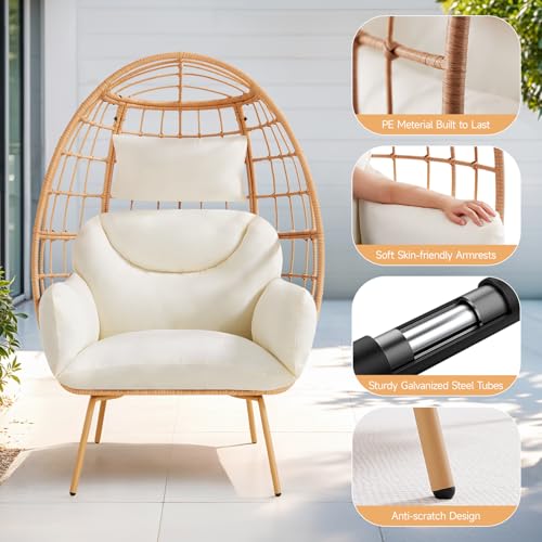 Oversized Dark Grey PE Rattan Egg Chair with Cushions S148012