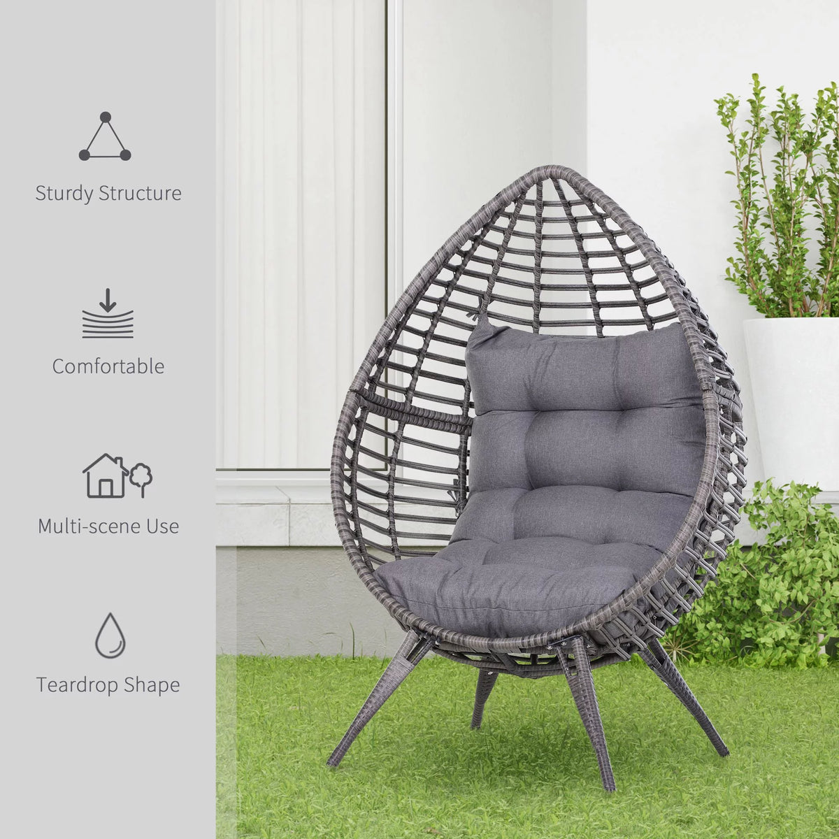 Indoor Outdoor Wicker Egg Chair with Cushion Y421617