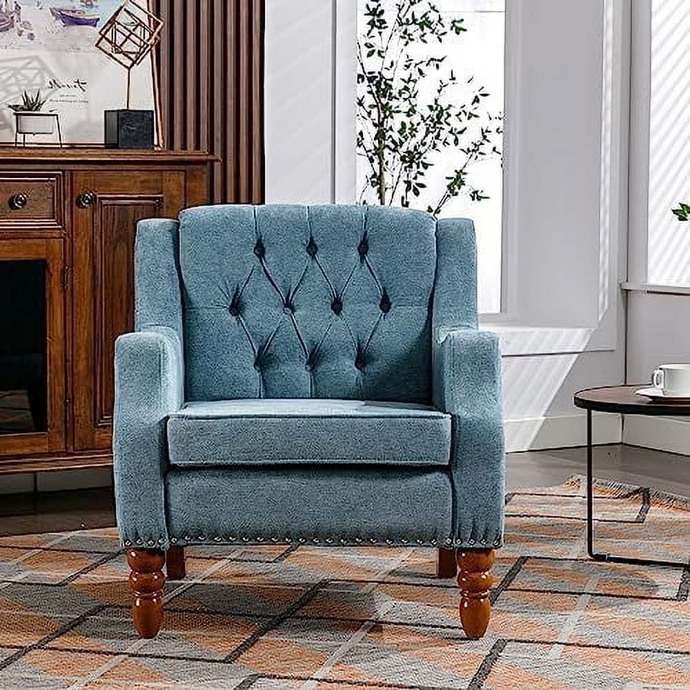 Linen Upholstered Button Tufted Accent Chair D945
