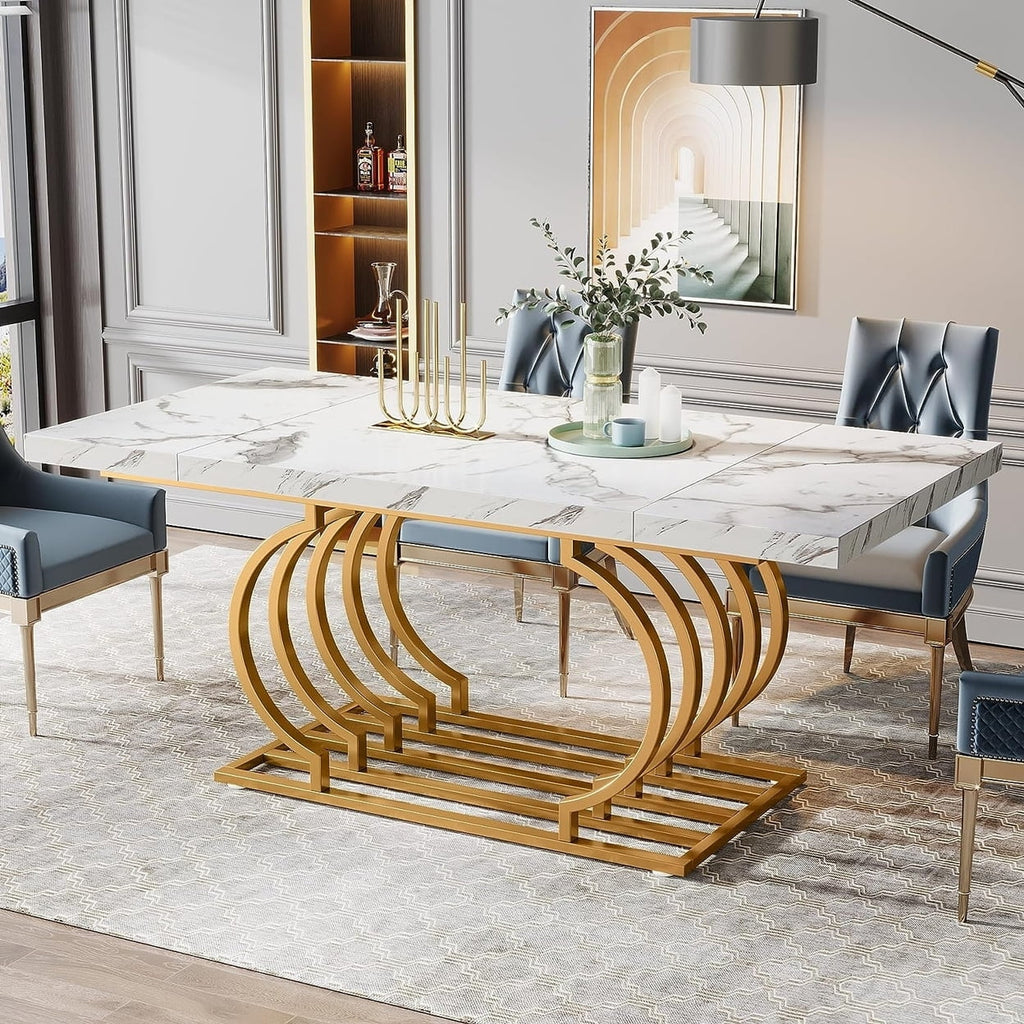 Modern 63 inch Faux Marble Dining Table B1623