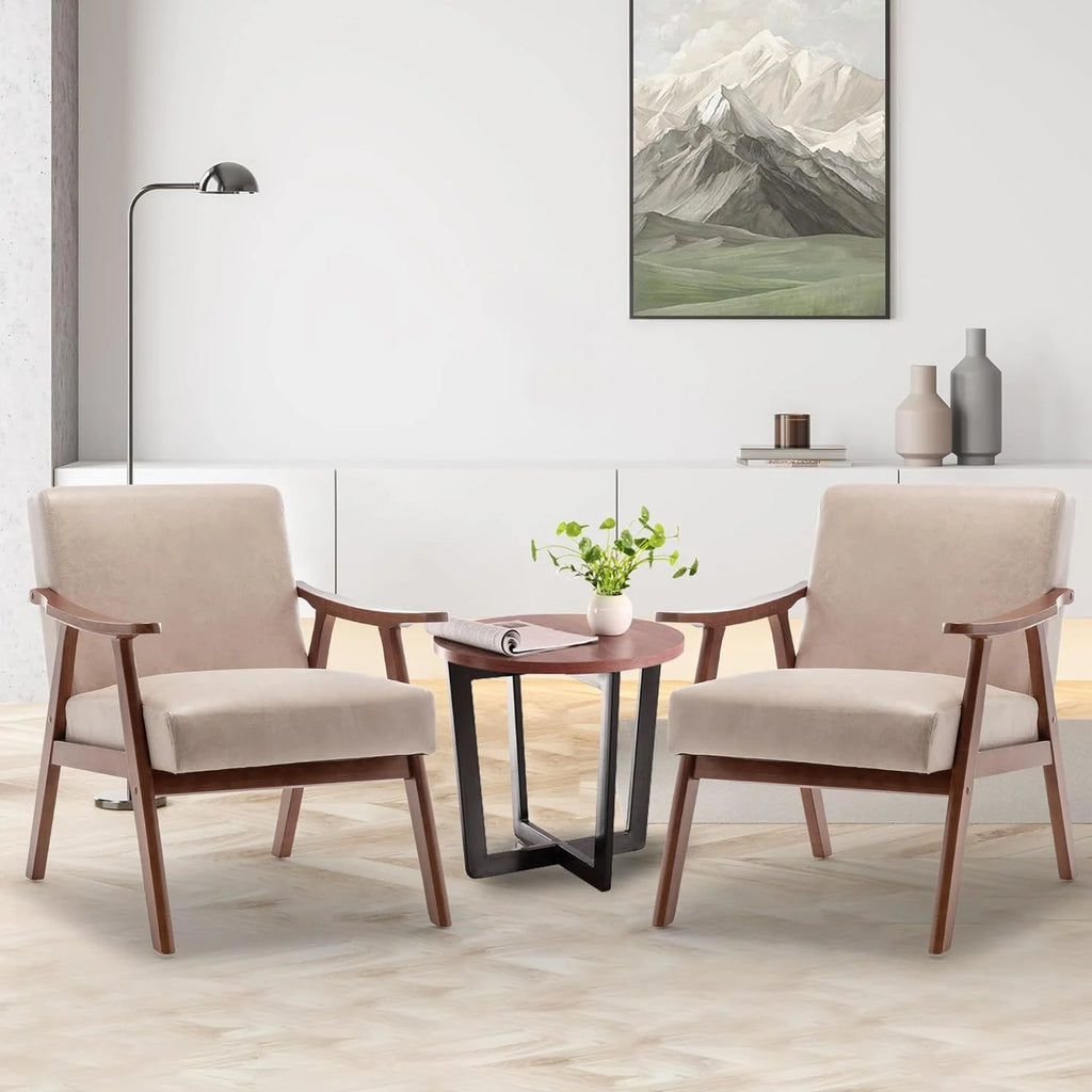 Mid-Century Modern Velvet Accent Chair with Solid Wood Frame G35833