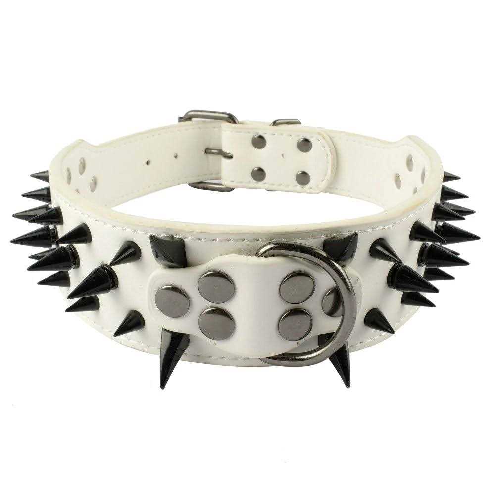 Black Leather Spiked Dog Collar Leash Harness 3 Pcs Set H465