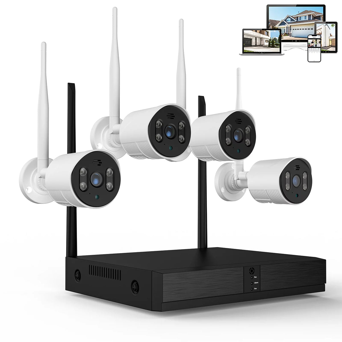 4pcs Wired Security Camera System with Color Night Vision A575700