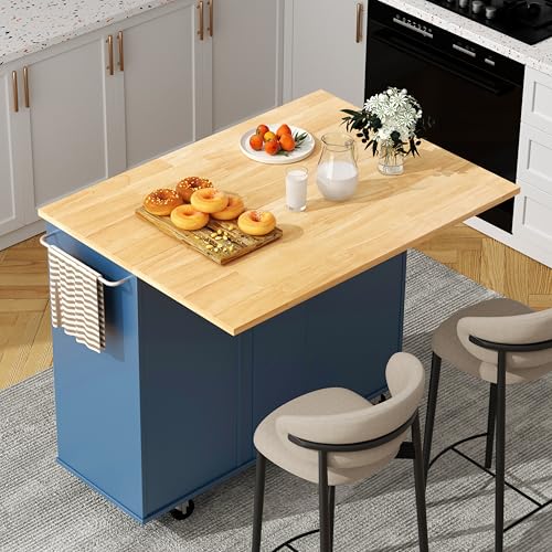 White Rolling Kitchen Island Cart with Drop Leaf N5832