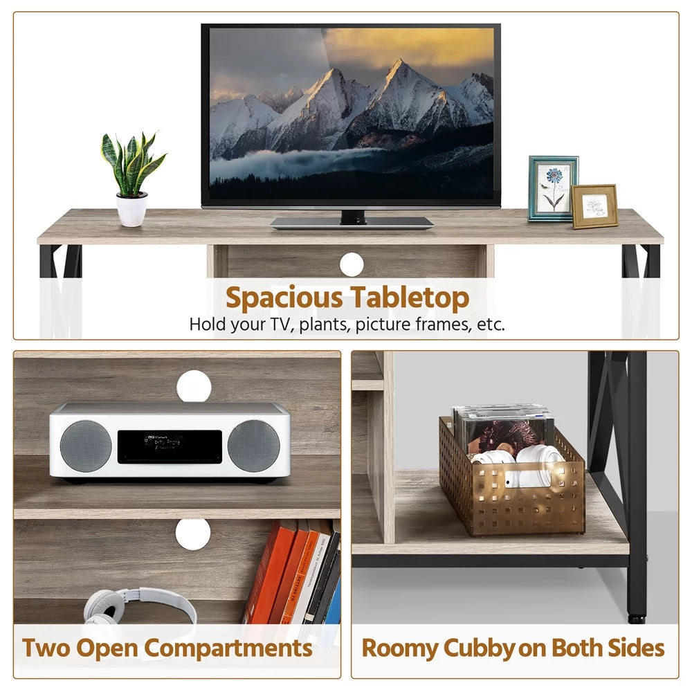 47inch Gray Wooden TV Stand with Storage Z872922