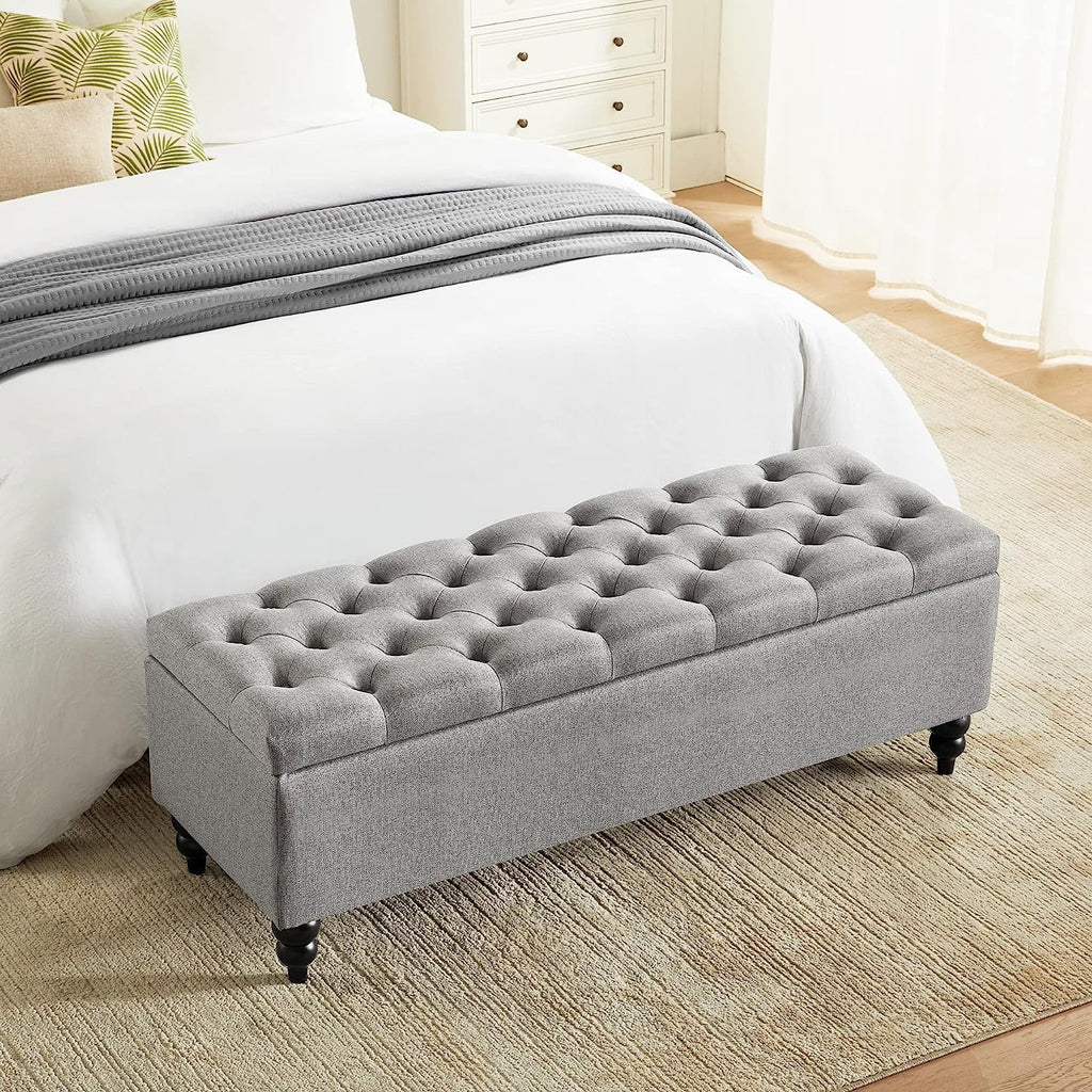 50.2 Inches Grey Upholstered Storage Ottoman Bench S595