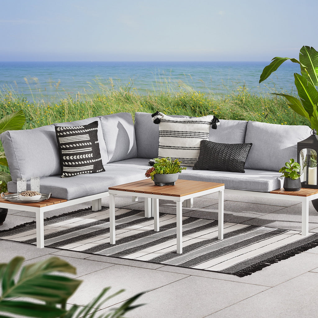 4-Piece Outdoor Chaise Sectional Set with Table T82460