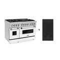 48 6.0 cu. ft. Gas Burner Electric Oven with Griddle and White Matte Door in Stainless Steel B1844