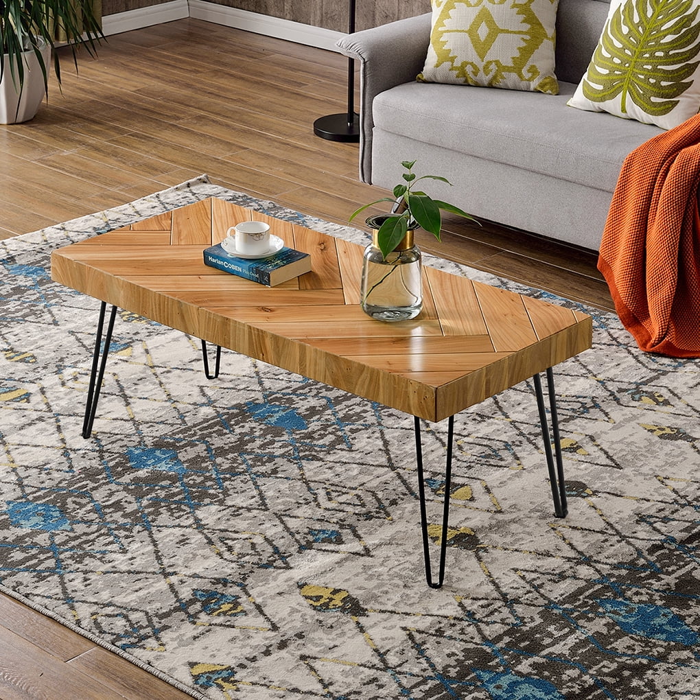 V Line Pattern Hairpin Legs Coffee Table F22600