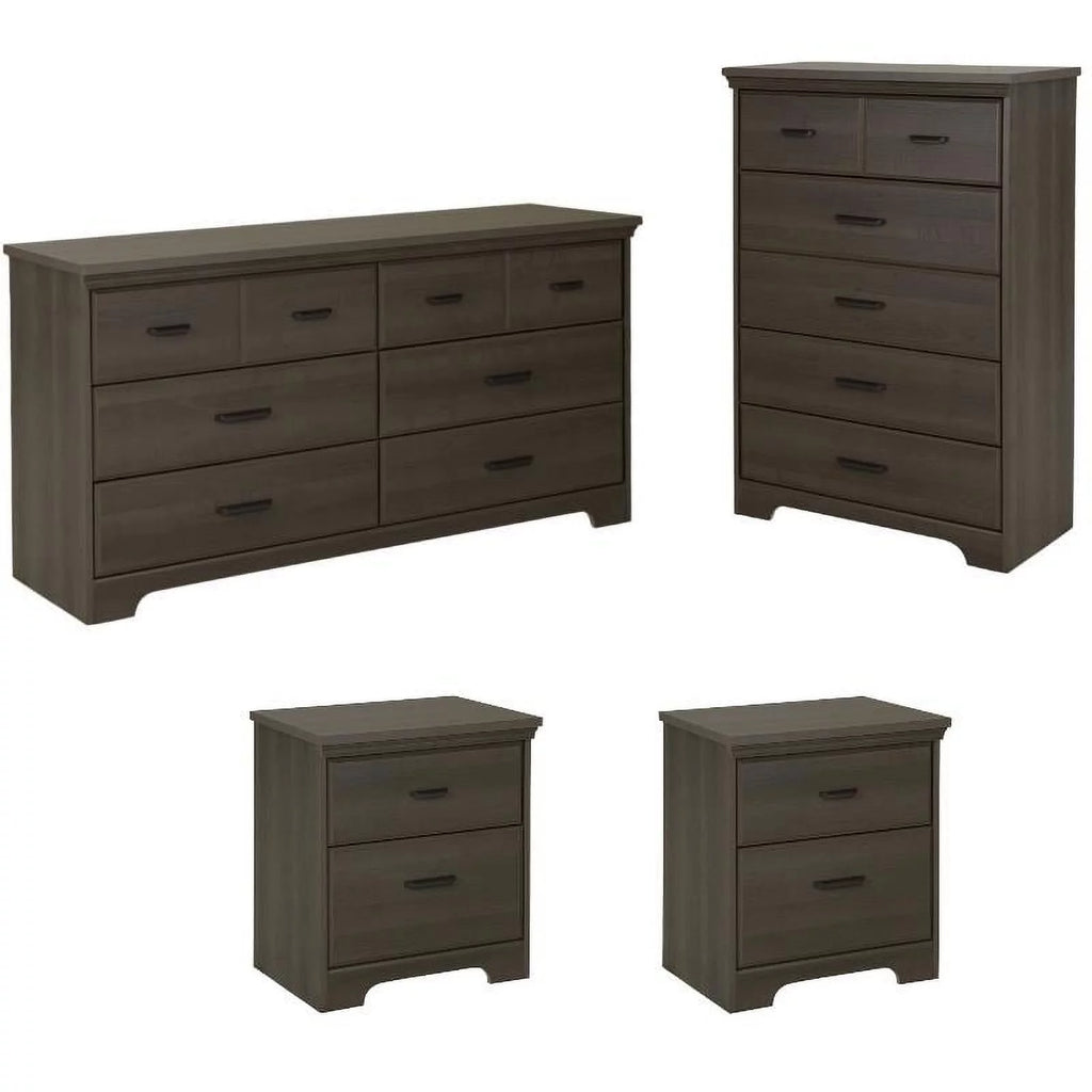 4 Piece Dresser and Nightstand Set Gray Maple A494