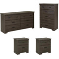 4 Piece Dresser and Nightstand Set Gray Maple A494