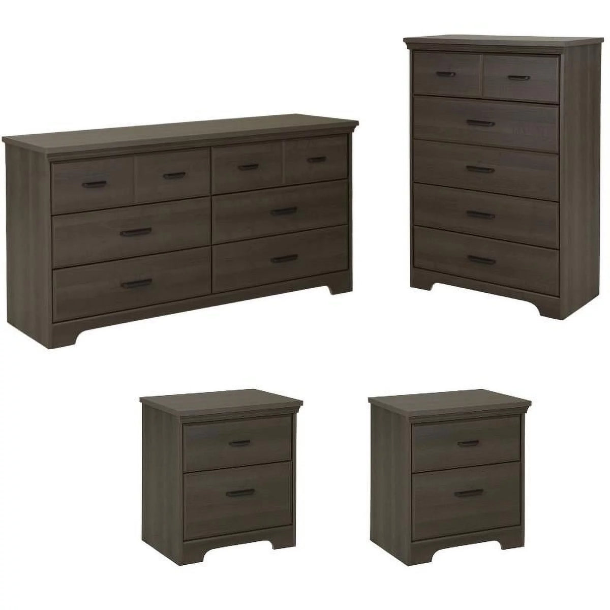 4 Piece Dresser and Nightstand Set Gray Maple A494