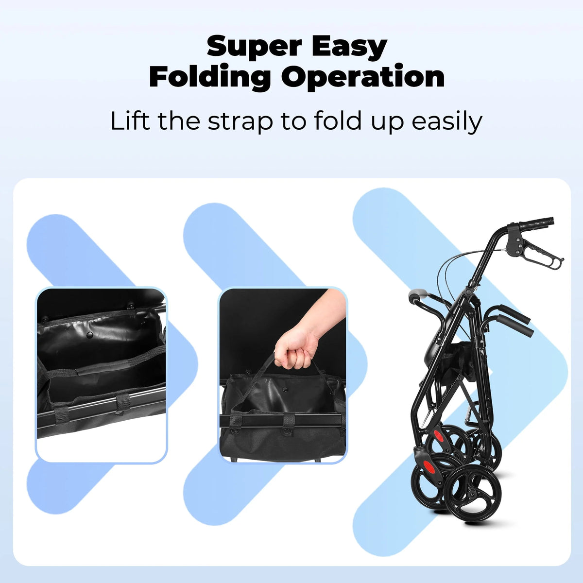 Black Height Adjustable Rollator Walker with Armrest and Backrest P8540