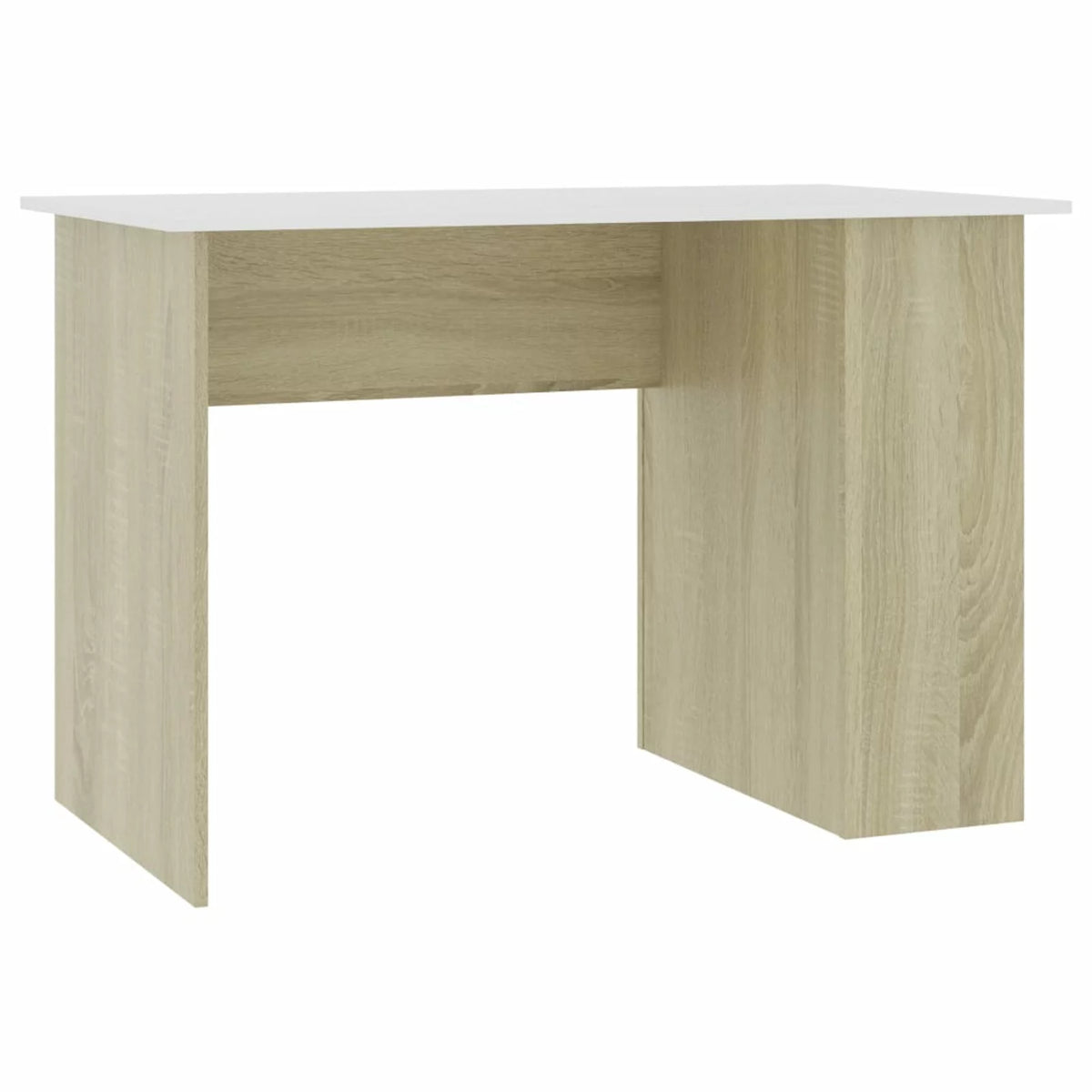 White Computer Desk with Side Storage Shelves I487031